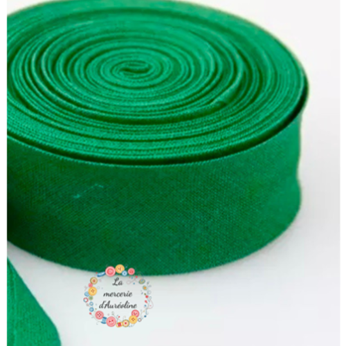 Biais en coton vert chlorophylle - 2cm