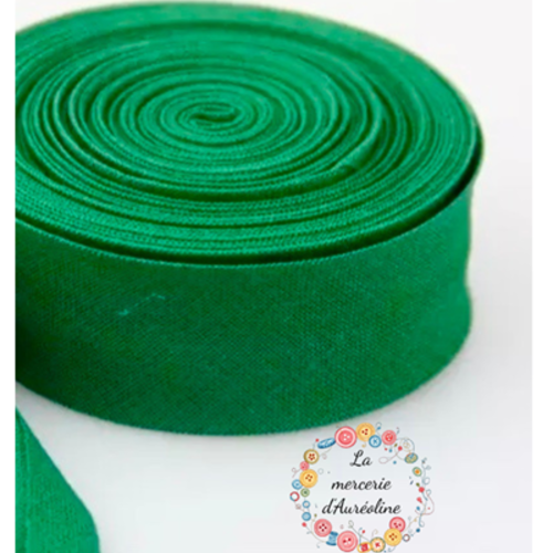 Biais en coton vert chlorophylle - 2cm