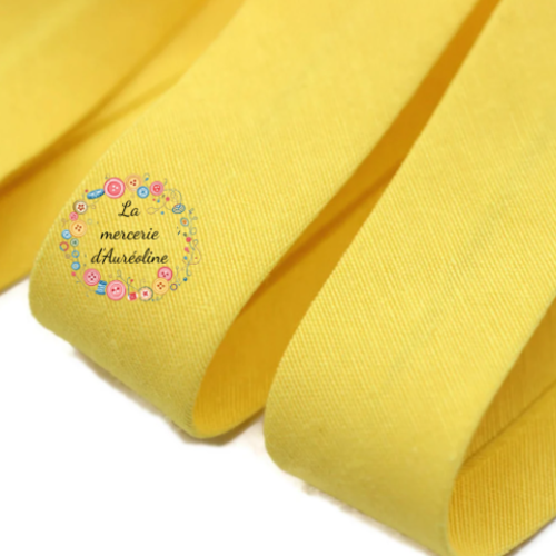 Biais en coton jaune - 2cm