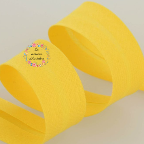 Biais en coton jaune - 2cm