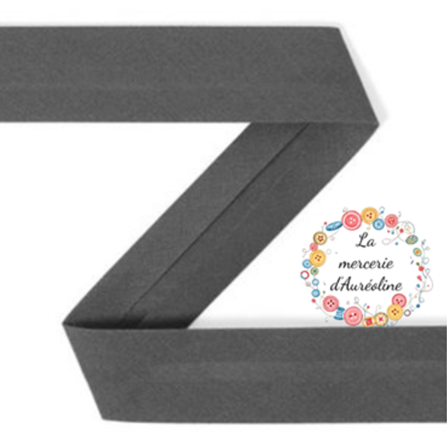 Biais en coton gris anthracite  - 2cm