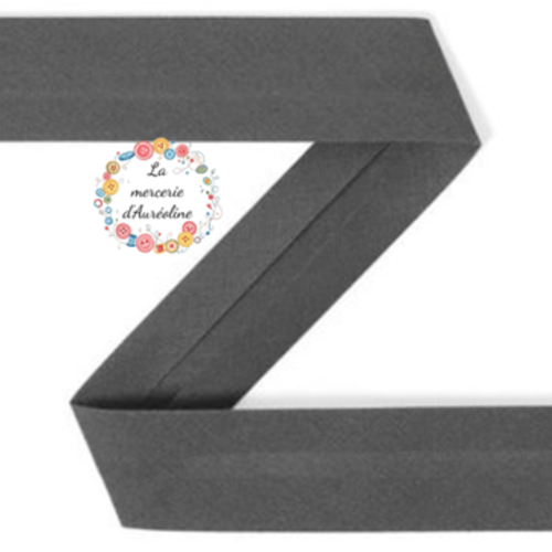 Biais en coton gris anthracite  - 2cm