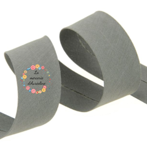 Biais en coton gris baleine - 2cm
