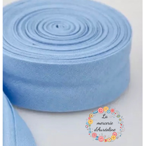 Biais en coton bleu clair   - 2cm