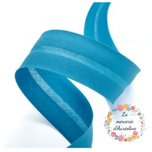 Biais en coton bleu turquoise  - 2cm