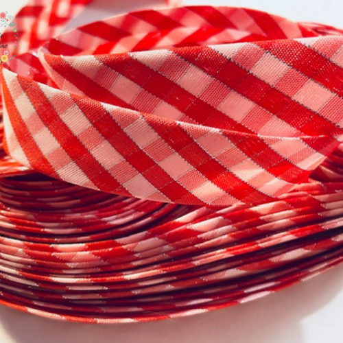 Biais vichy rouge et lurex -  2cm