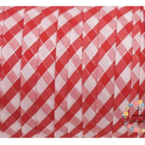 Biais vichy rouge et lurex -  2cm