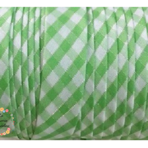 Biais vichy vert et lurex -  2cm