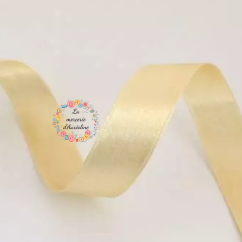 Ruban satin simple face beige clair - 15mm x2m