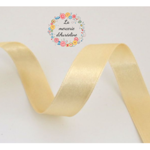 Ruban satin simple face beige clair - 15mm x2m