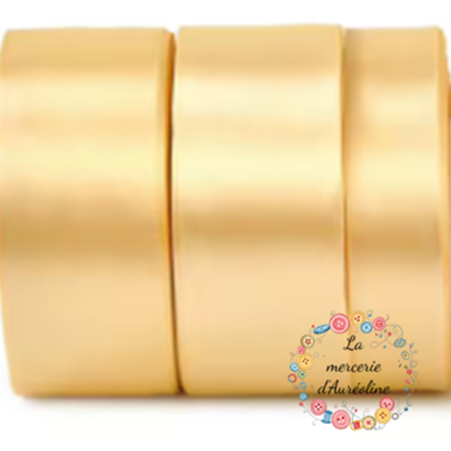 Ruban satin simple face champagne doré - 38mm