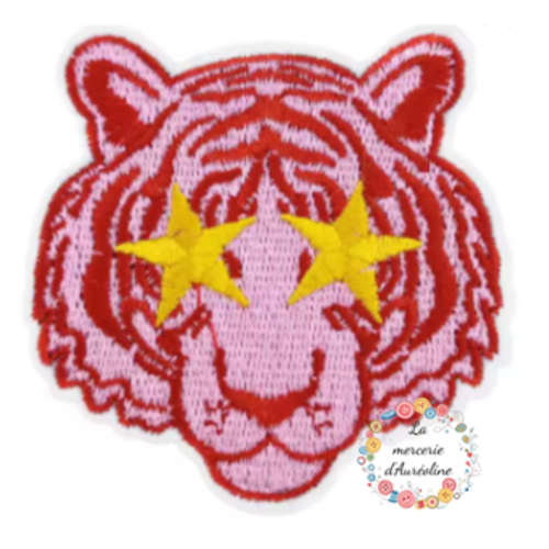 Patch "tigre roses aux yeux étoilés jaune"