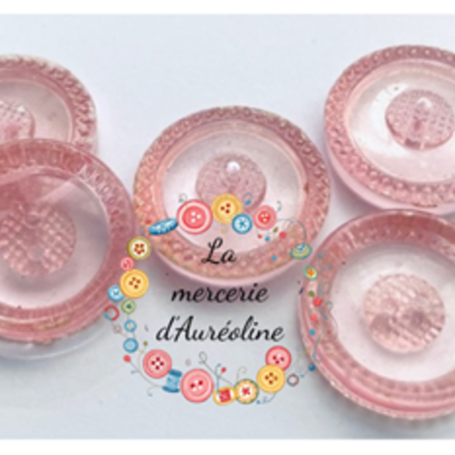Bouton rond vintage rose x 5