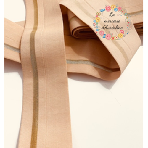 Bande élastique monte jupe rose pêche et doré x 2m