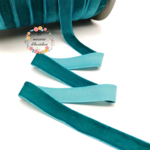 Ruban de velours turquoise  -  6mm