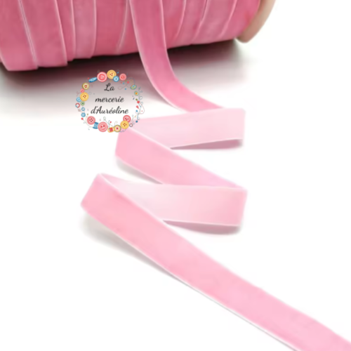 Ruban de velours rose  -  6mm