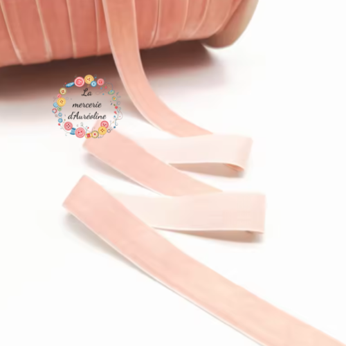 Ruban de velours rose  layette -  6mm