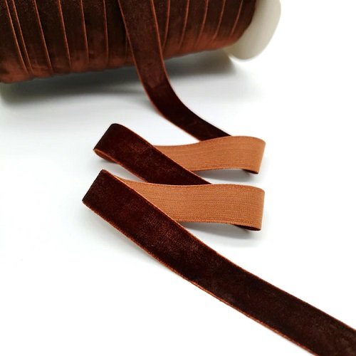 Ruban de velours marron -  6mm