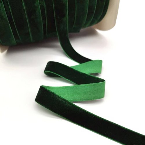 Ruban de velours vert sapin -  6mm