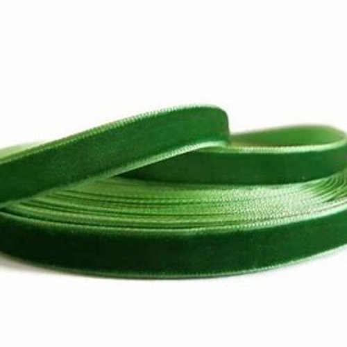 Ruban de velours vert noël -  6mm
