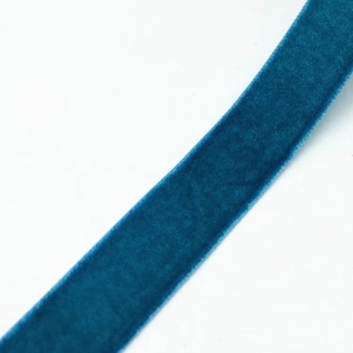 Ruban de velours bleu paon  -  6mm