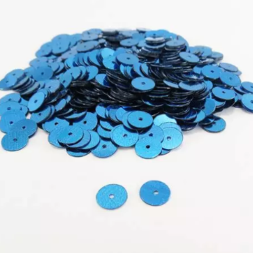 15g de sequins plat bleu  - 6mm