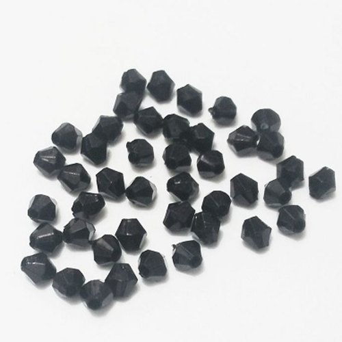 Perle toupie à facettes noir  - 4mm x50