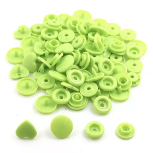 Bouton pression cœur vert pomme - 12,4mm x10