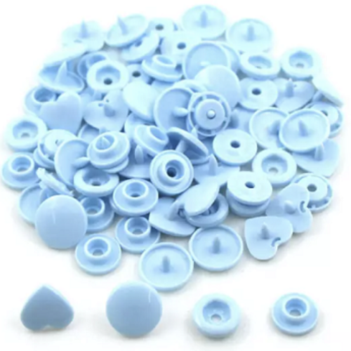 Bouton pression cœur bleu ciel  - 12,4mm x10