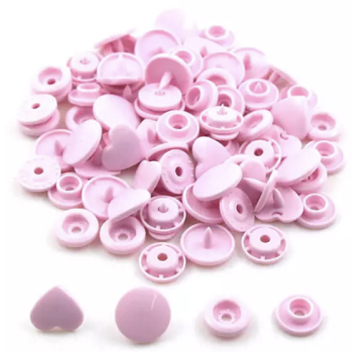 Bouton pression cœur  rose layette  - 12,4mm x10