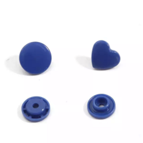 Bouton pression cœur bleu foncé - 12,4mm x10