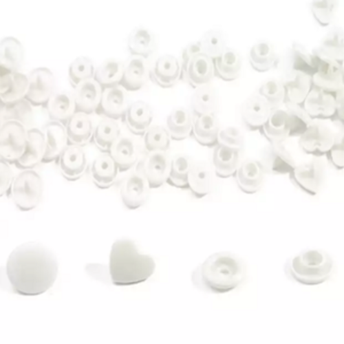 Bouton pression cœur  blanc  - 12,4mm x10