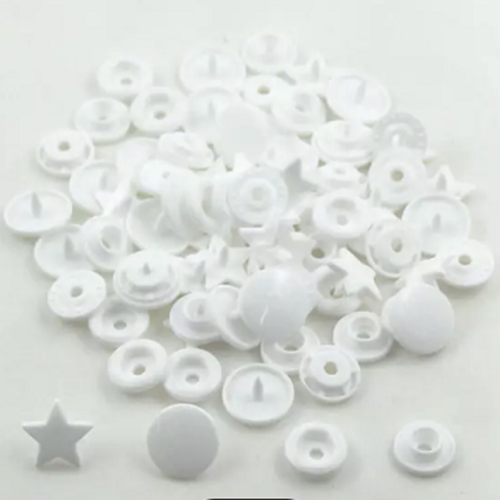 Bouton pression etoile blanc  - 12,4mm  x10