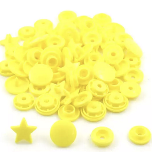 Bouton pression etoile jaune  - 12,4mm  x10