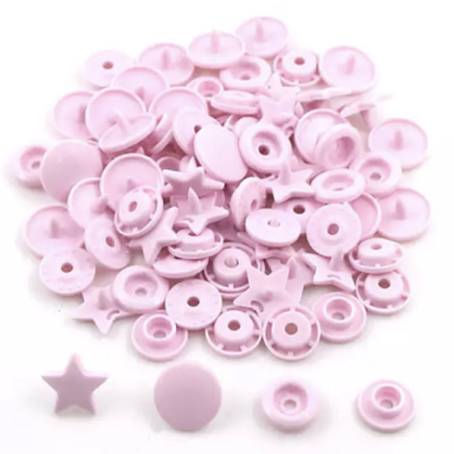 Bouton pression etoile rose layette - 12,4mm  x10