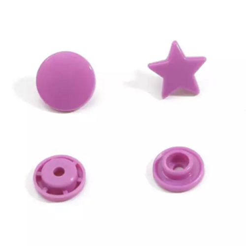 Bouton pression etoile violet  - 12,4mm  x10