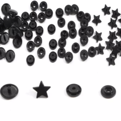 Bouton pression etoile noir - 12,4mm  x10