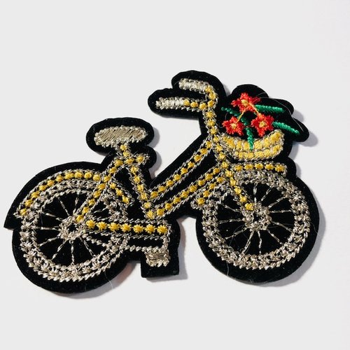 Patch "bicyclette noire, dorée et argent"