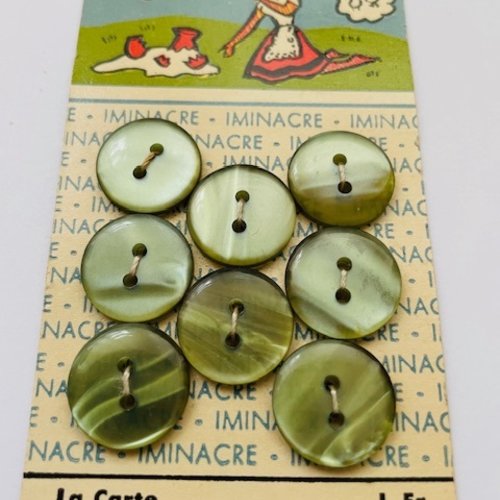 Carte de boutons vert kaki nacré