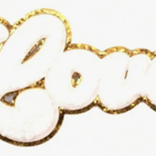 Patch "love" chenille blanc et scintillant