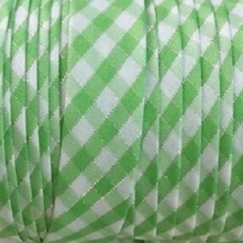 Biais vichy vert et lurex -  2cm
