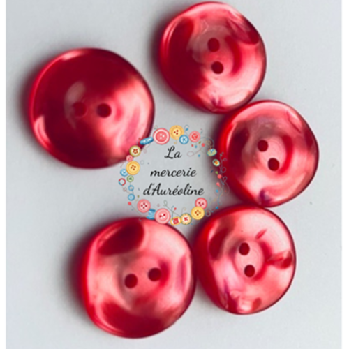 5 x bouton "parfait dans l'imparfait" rouge  - 13mm