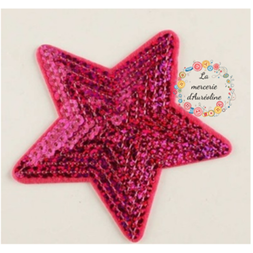 Patch "etoile fuchsia à sequins" x 15