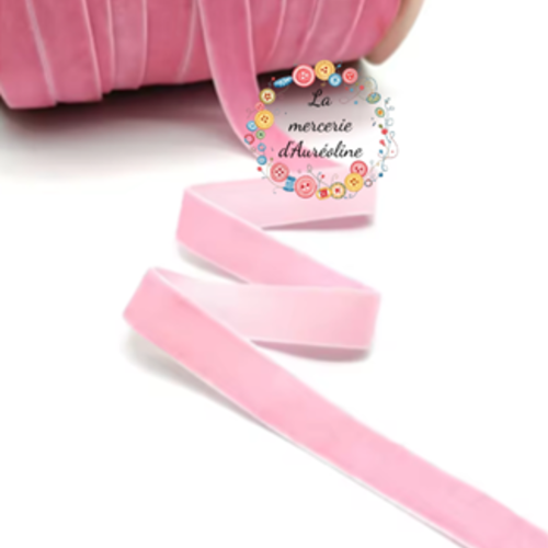 Ruban de velours rose  -  6mm