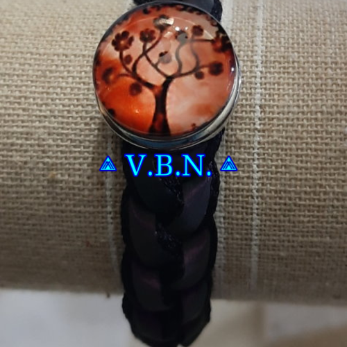 Bracelet tresse noir avec reflet irisé bouton pression interchangeable