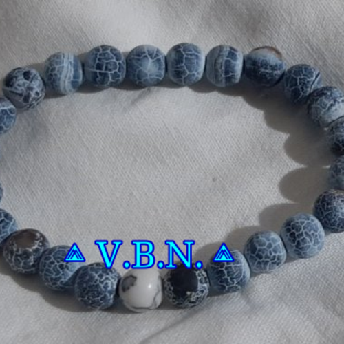 Bracelet élastique perles naturelle bleu de 8mm