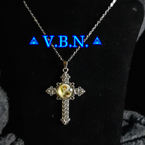 Collier croix avec archange st michel métal argenté