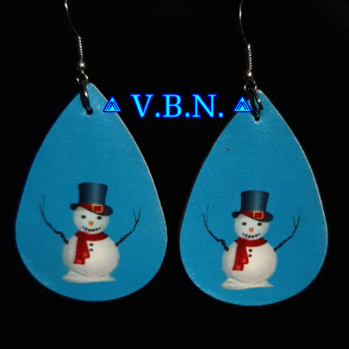 Boucles d'oreilles pour noël métal argenté avec bonhomme neige