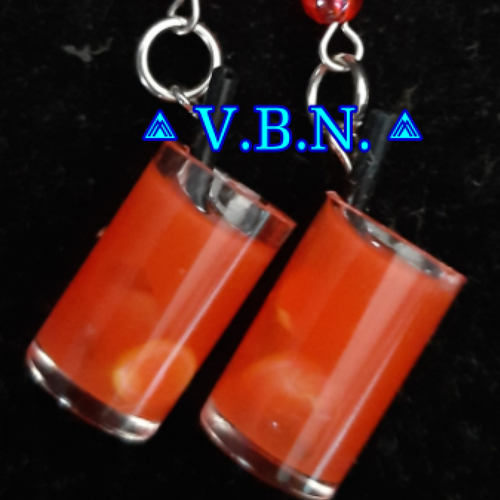 Boucle d'oreille inoxydable verre cocktail rouge