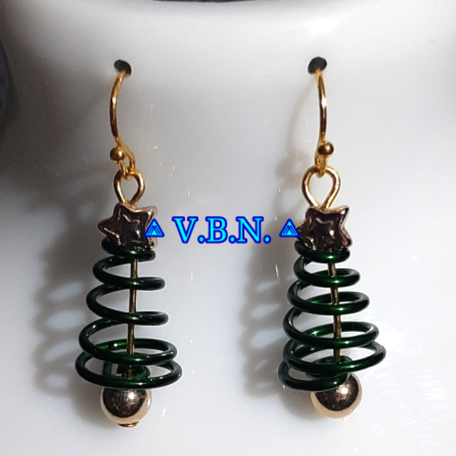 Boucles d'oreilles dore forme sapin